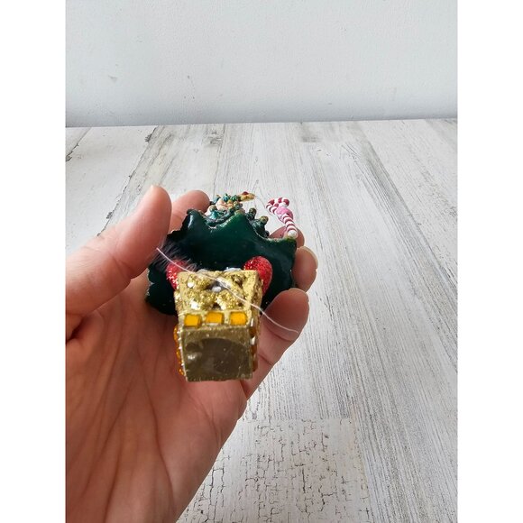 Glitter elf tree ornament green candy cane unique large Xmas - Picture 8 of 8